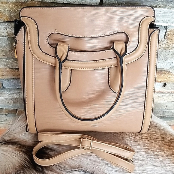Tan Faux Leather Extra Large Shoulder Tote Bag With Removable Strap - Picture 14 of 16